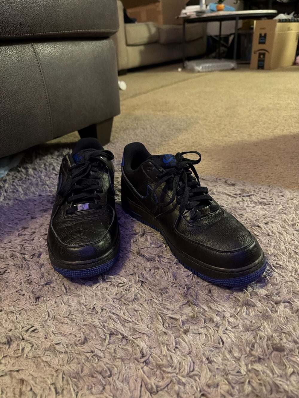 Nike Air Force 1 Low Black Old Royal 488298-006 Size 11.5